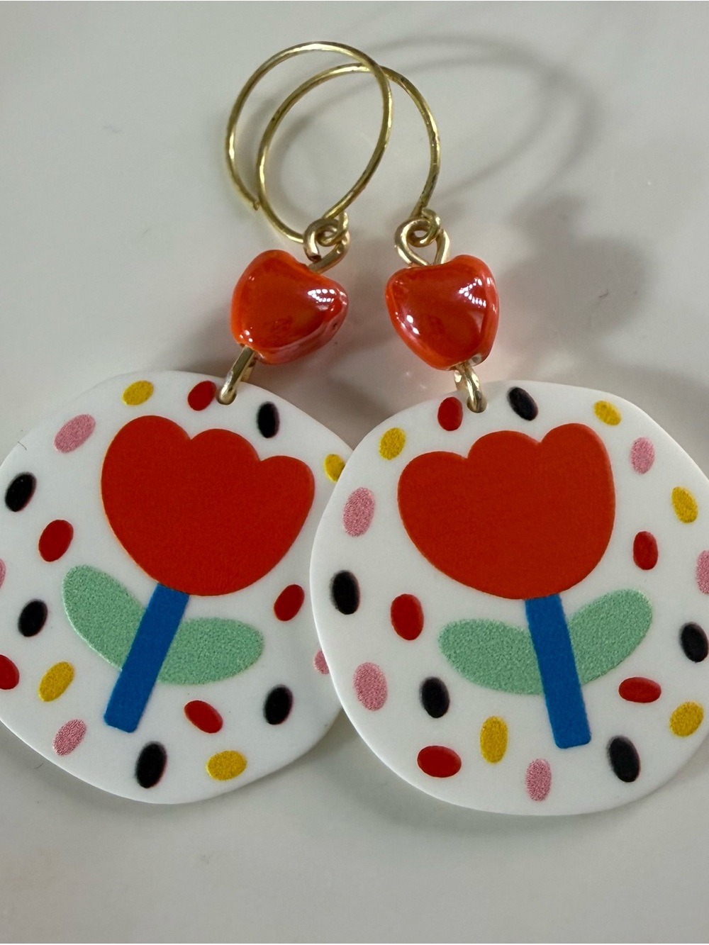 Orange Tulip Colorful Drop Earrings